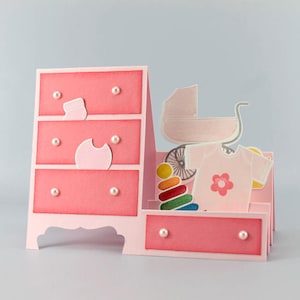 Stampin' Up fait à la main ! Carte de douche de bébé commode rose