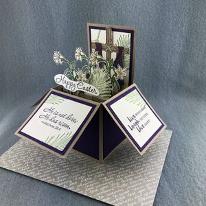 ¡Estampado hecho a mano! Tarjeta de explosión emergente cristiana de Pascua