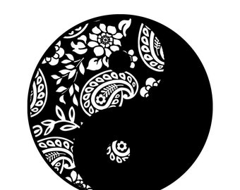 MOUSE PAD Round Yin Yang Black & White Paisley Computer Mousepad NEW mat pad