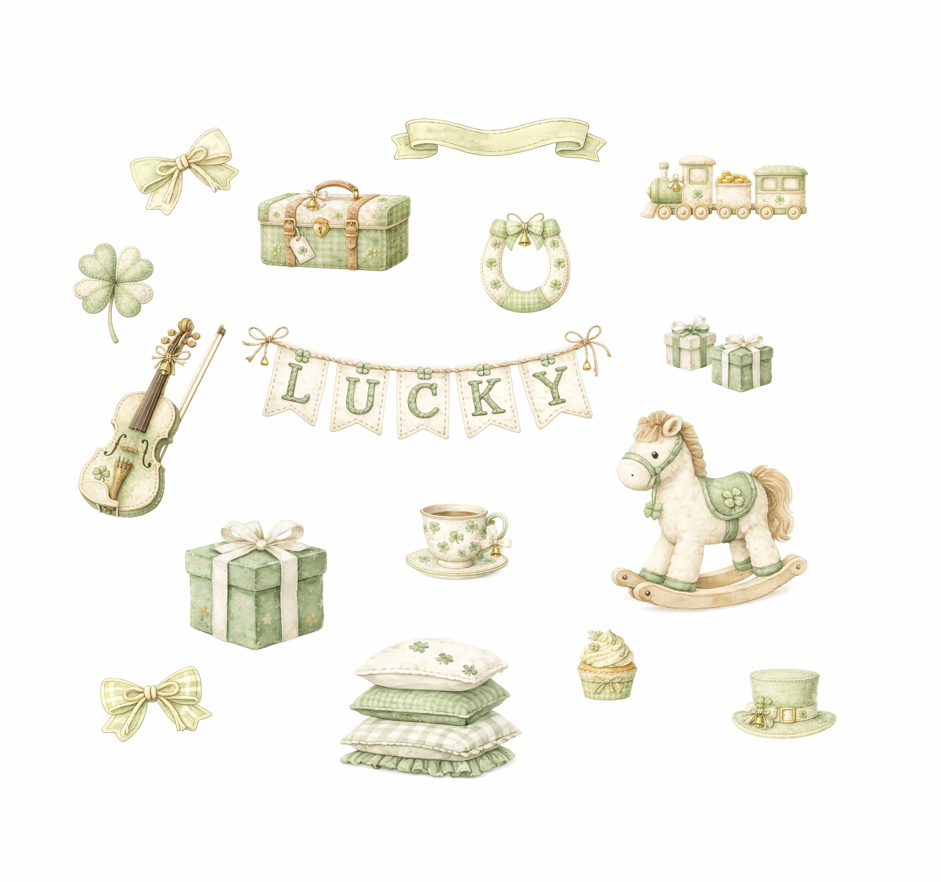 Watercolor Clipart Bundle, Whimsical St Patrick’s Day Baby Nursery ...
