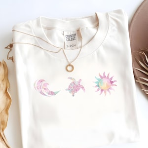Comfort Colors Turtle Beach T-Shirt: Summer Ocean Waves Tee