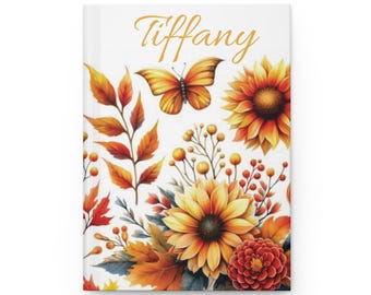 Personalized Wedding Journal, Floral Fall Colors, wildflower Brides Personal Planner, Matte Notebook, Gift for Her Wedding, Bridesmaid gift