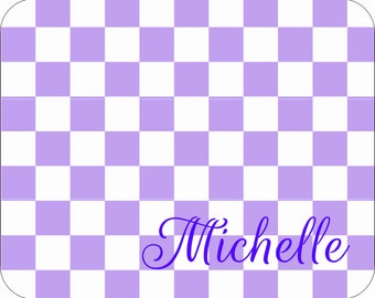 Custom MOUSE PAD Purple and White Checkered Computer Mousepad Mat 1/4 inch thick rectangle desk mouse pad plaid theme