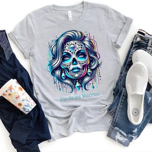 Colorful Dia de los Muertos T-Shirt, Day of the Dead Shirt, Unisex Softstyle Tee, Festival Apparel, Mexican Heritage Clothing