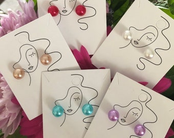 Ladies Small Pearl Stud Earrings - Freshwater Pearls, Stud Pearl Earrings, Silver Post Back, Girls Earring Gifts, Flower Girl Earring Gift