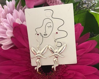 Fae Pixie Fairy 925 Sterling Silver Earrings, Whimsical dangle Earrings Gift For Her
