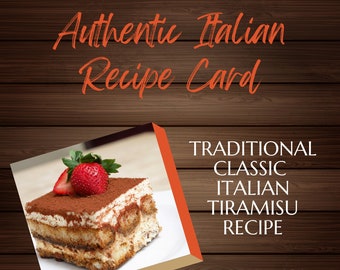 Classic Italian Tiramisu Recipe Card - Popular Italian Dessert Recipe, Printable Dessert Recipe, Downloadable Recipe Card PDF, PNG, JPG