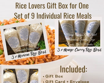 Rice Lovers Gift Box for One - Set of 9 Individual Meals For One, Food Gift Box Collection, Packaged Meal Mixes, Student Gifts, Food Gifts