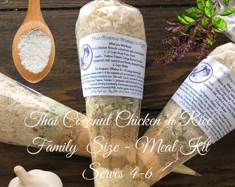 Thai Coconut Chicken Rice Meal Mix - Family Size Packaged Meal Mix, Thai Curry Meal Mix, Chicken Curry Meal Mix, Coconut Rice, Food Gifts