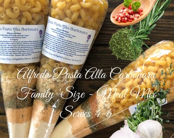 Alfredo Pasta Alla Carbonara Packaged Meal Mix - Gourmet Italian Pasta Mix, Family Size Pasta Dinner Kit, Pasta Lovers Gifts, Food Gifts