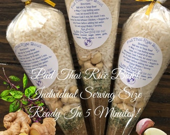 Pad Thai Rice Bowl - Single Serving Individual Meal Mix, Meal For One, Easy Cooking For One, Recipes For One, Food Gifts, Stocking Stuffers