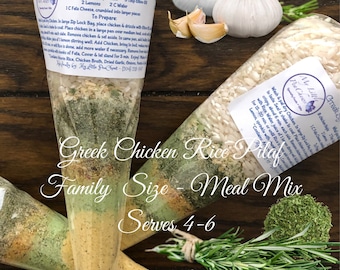 Greek Chicken Rice Pilaf Meal Mix - Family Size Packaged Mix, Greek Chicken Risotto, DIY Dinner Meal Kit, Greek Food, Rice Lovers, Food Gift