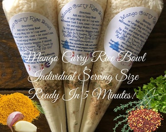 Mango Curry Rice Bowl - Individual Packaged Meal Mix, Dinner For One, Easy Cooking, Food Gifts, Teacher or Student Gifts, Stocking Stuffers