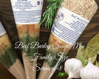 Beef Barley Soup Mix - Family Size Packaged Soup Mix, Old Fashioned Beef Barley, Soup Mix In A Bag, Homemade Soup, Soup Gifts, Food Gifts