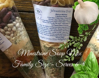 Minestrone Soup Mix - Family Size Packaged Soup Mix, Bean Soup Mix, Pasta Soup Mix, Artisan Soup Mix, Italian Soup, Soup Gifts, Food Gifts