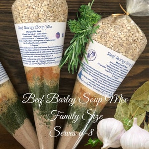 Beef Barley Soup Mix Family Size Packaged Soup Mix, Old Fashioned Beef Barley, Soup Mix In A Bag, Homemade Soup, Soup Gifts, Food Gifts 3 x Beef Barley