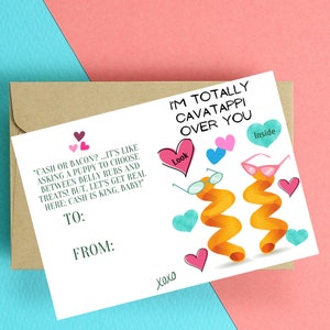 Niedliche Valentinstag I Love You Karte - Druckbare herunterladbare Grußkarte - Ich bin Totally Cavatappi über Sie, Geldkarte, lustige Pastakarte