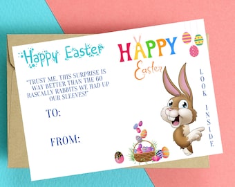 Happy Easter Money Card - Cute Funny Easter Bunny Card, Download Easter Greeting Card, Easter Gift Card, Printable Easter Card PDF, JPG, PNG