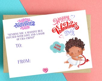 Valentines Day Money Card - Cute Funny Card, Printable Card, Downloadable Greeting Card, Unique Card, Card For Money, Kids Valentine Card