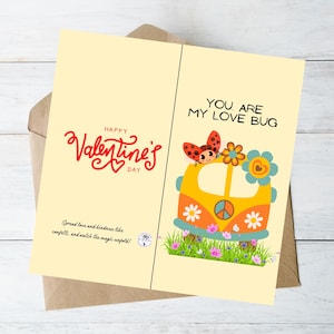 Süße Valentinstag Karte, Liebeskarte, du bist mein Love Bug, süße Grußkarte, druckbare lustige Volkswagen Love Bug Karte, einzigartige Grußkarte
