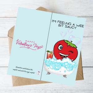 Happy Valentines Day Karte, I'm Feeling A Bit Saucy Karte, Karte zum Valentinstag, Karte zum Ausdrucken, süße Karte, Karte für den Freund, Einzigartige Grußkarte