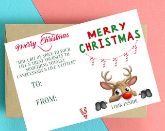 Cute Funny Cards - Printable Downloadable Greeting Card, Cute Christmas Card, Foldable Card, Gifting Money Card, Santa Card, Snowman Card