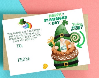 St Patrick's Day Money Card - Cute Funny Leprechaun Card, Downloadable Greeting Card, Unique Card, Printable St Patrick's Day Gift Card