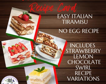 Easy Tiramisu Recipe Card: No Egg Italian Dessert (Downloadable PDF)