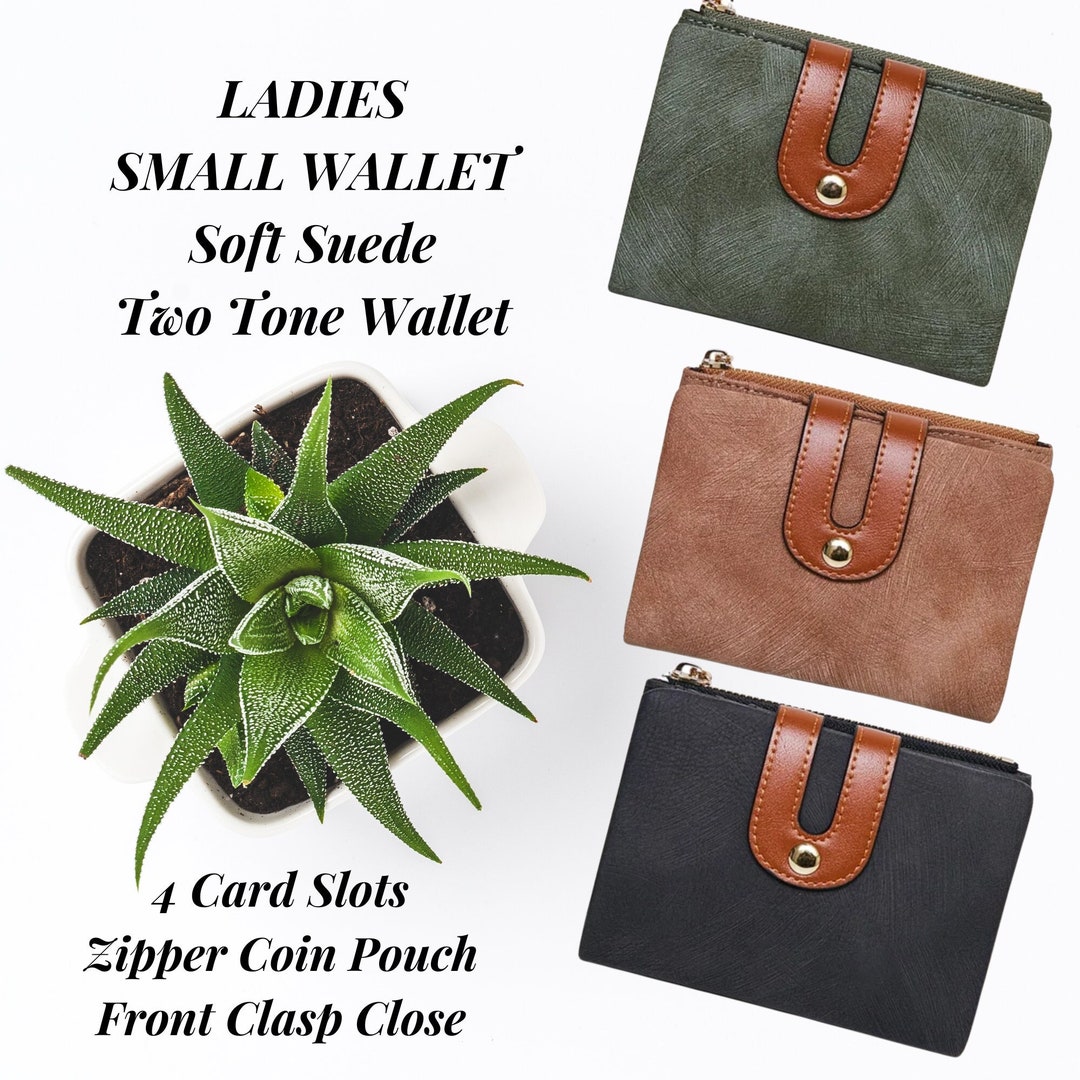 Ladies Wallet Soft Suede Wallet Minimalist Wallet, Zipper Wallet, Women
