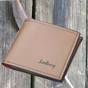 Portefeuille pour homme - Portefeuille en cuir végétalien pour homme, Portefeuille double pli, Portefeuille léger et facile à transporter pour homme, Cadeaux portefeuille minimaliste pour homme