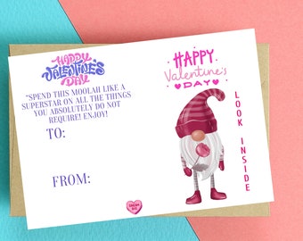 Valentines Day Money Card - Cute Funny Card, Printable Card, Downloadable Greeting Card, Unique Card, Card For Money, Kids Valentine Card