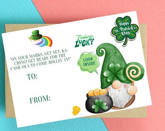 St Patrick's Day Money Card - Cute Funny Card, Printable St Patrick's Day Card, Downloadable Printable Greeting Card, Leprechaun Gift Card