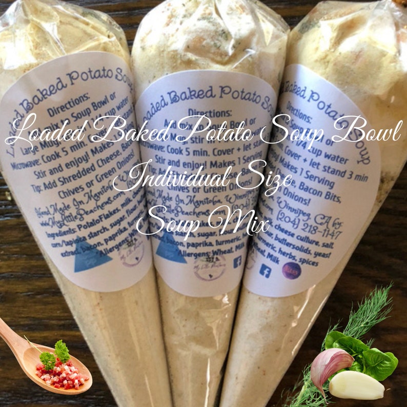 Loaded Baked Potato Soup Mix For One Individual Soup Mix, Cooking for One, Food Gifts, Packaged Meal Mix, Stocking Stuffers, Student Gifts 3 x Loaded Bk/Potato