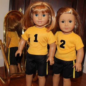 Athletic Tshirt and Basketball Shorts Uniform/Outift with Custom Number - 2 piece set -  for American Girl or Boy other 18 inch Doll