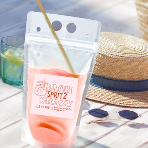 Anpassade dryckespåsar till möhippa | Bach Spritz Crazy Drink Bags – Möhippapresenter, BPA-fria med sugrör