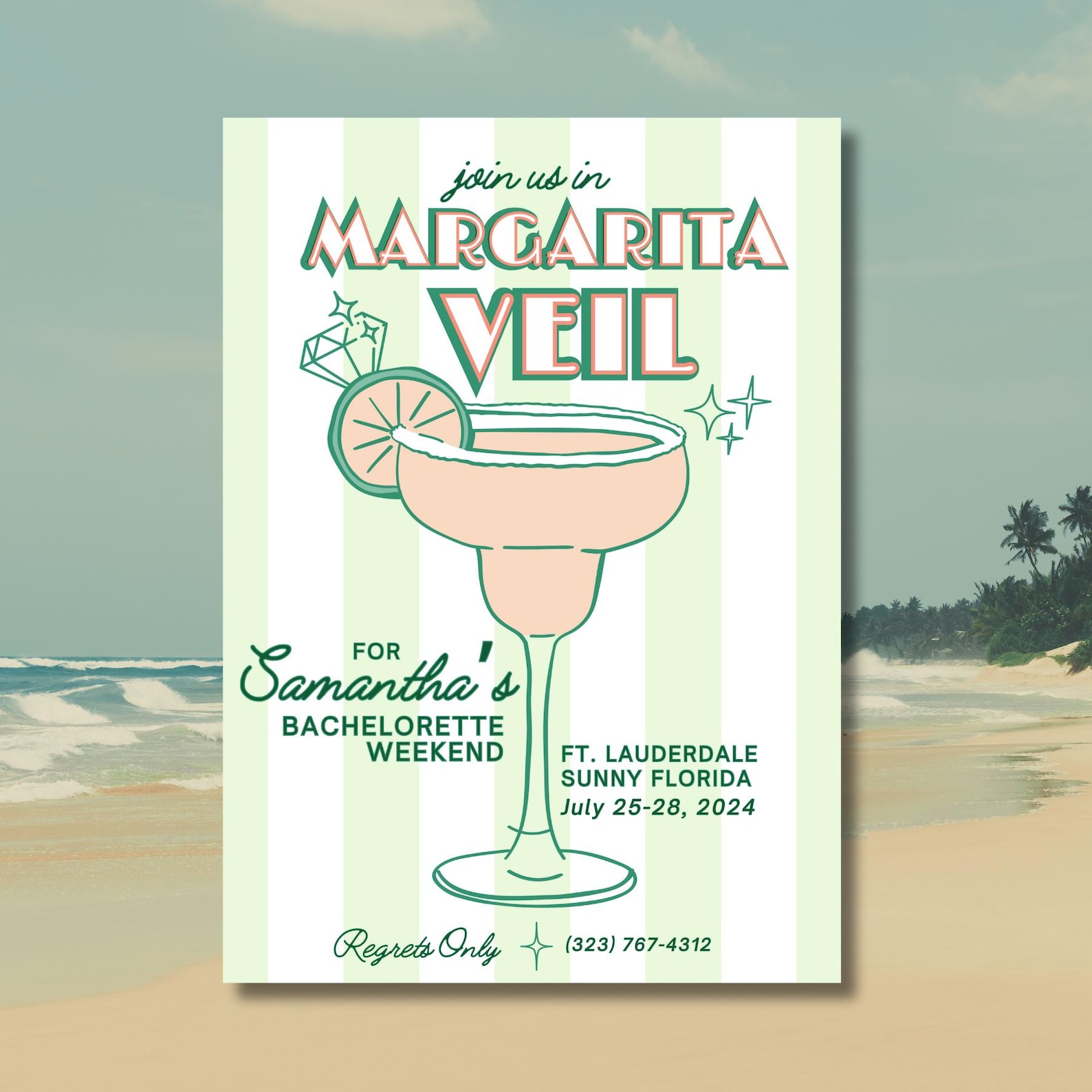 Margarita-veil Bachelorette Weekend Invitation & Itinerary With Free ...