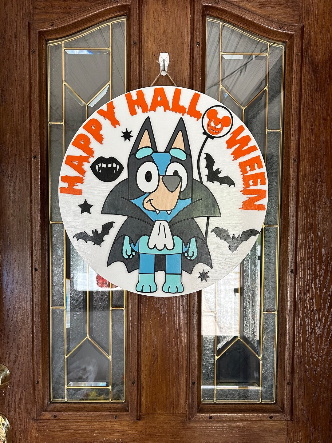 Bluey Halloween Door Hanger Sign, Bluey Halloween Wreath, Bluey