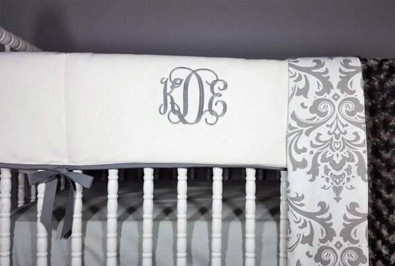 monogrammed crib rail cover