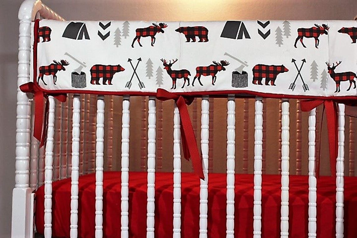 Boy Buffalo Plaid Baby Bedding Boy Woodland Bedding Boy Etsy