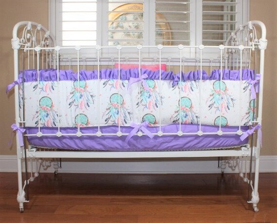 Dream Catcher Baby Crib Bumper With Light Purple Ruffles And Etsy