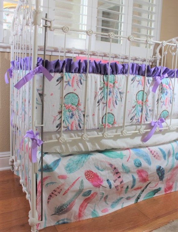 purple crib bumper