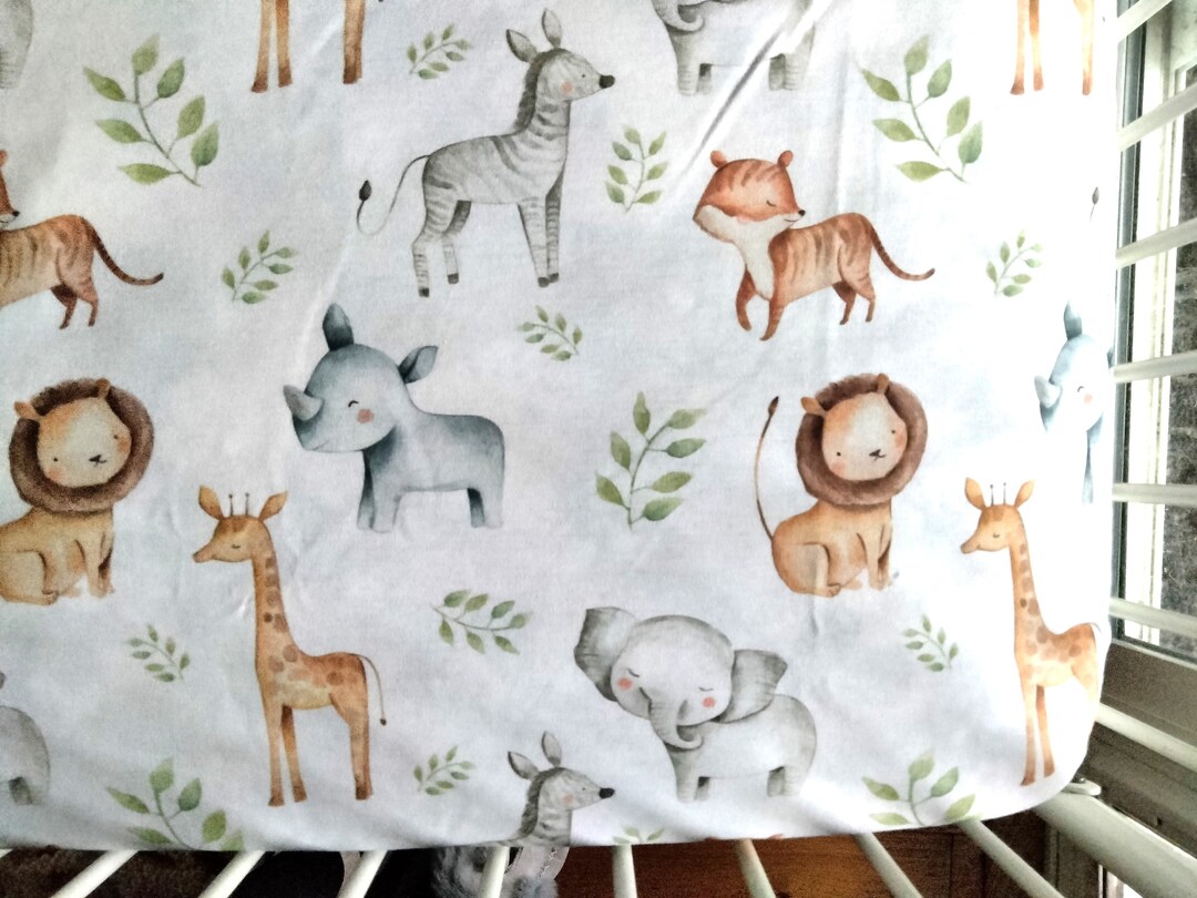 Fitted Crib Sheet Safari Animals Baby Blanket Safari Jungle Print With ...