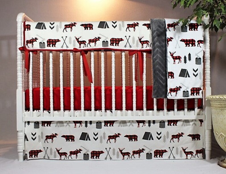 Boy Woodland Baby Bedding Girl Woodland Bedding Moose Etsy