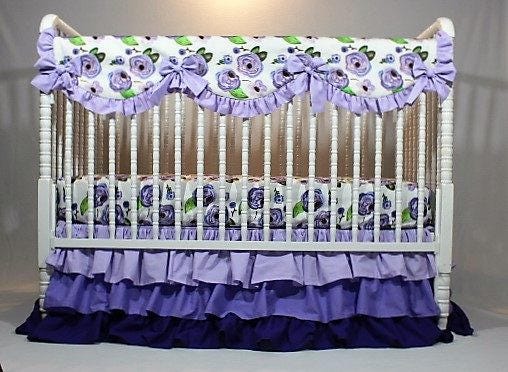 Purple Lavender Baby Bedding Purple Lavender Crib Bedding Purple Lavender Floral Crib Rail Cover Floral Watercolor Farmhouse Nursery