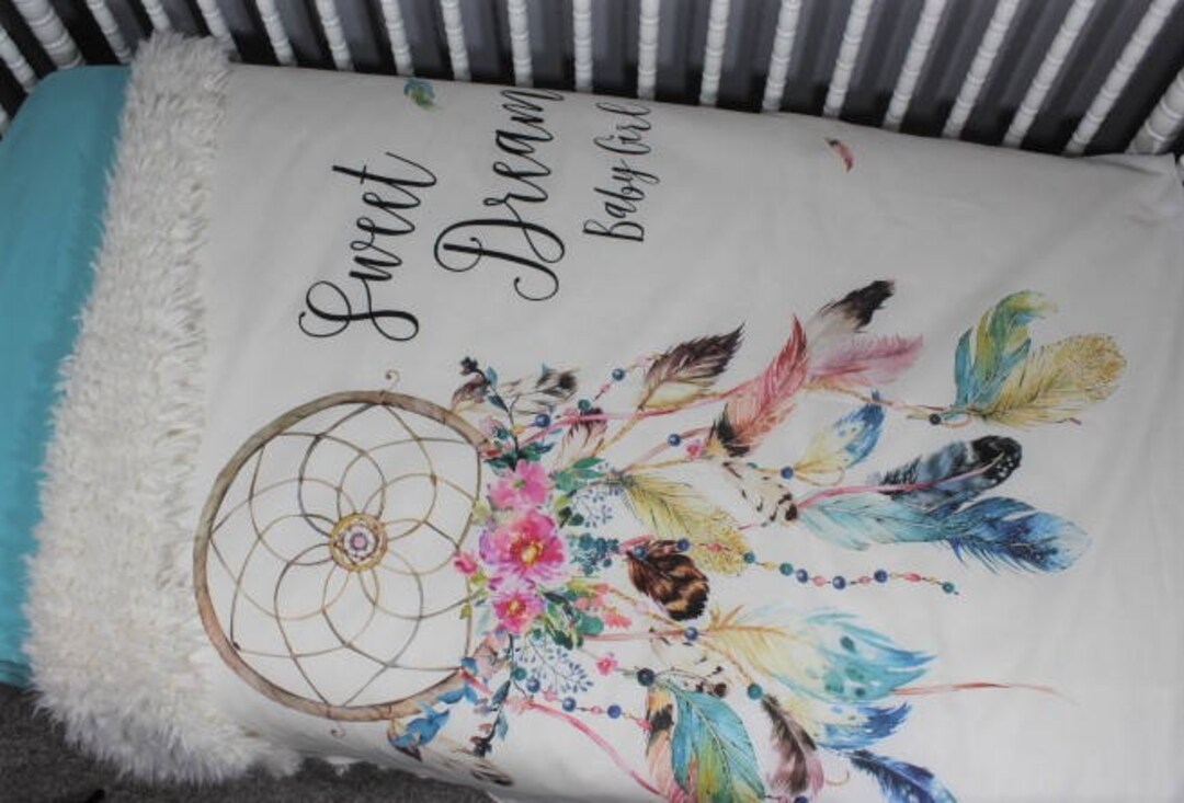 Boho Chic Dream Catcher Baby Blanket, Tribal Baby Blanket, sweet Dreams