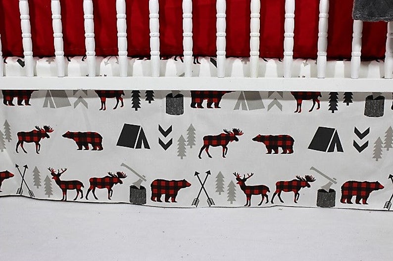 Boy Buffalo Plaid Baby Bedding Boy Woodland Bedding Boy Etsy