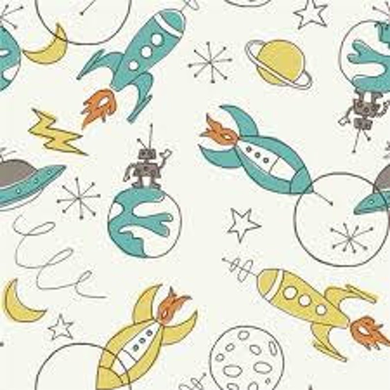 Spaceship Fitted Cri Sheet Rocket Fitted Crib Sheet Robot Etsy