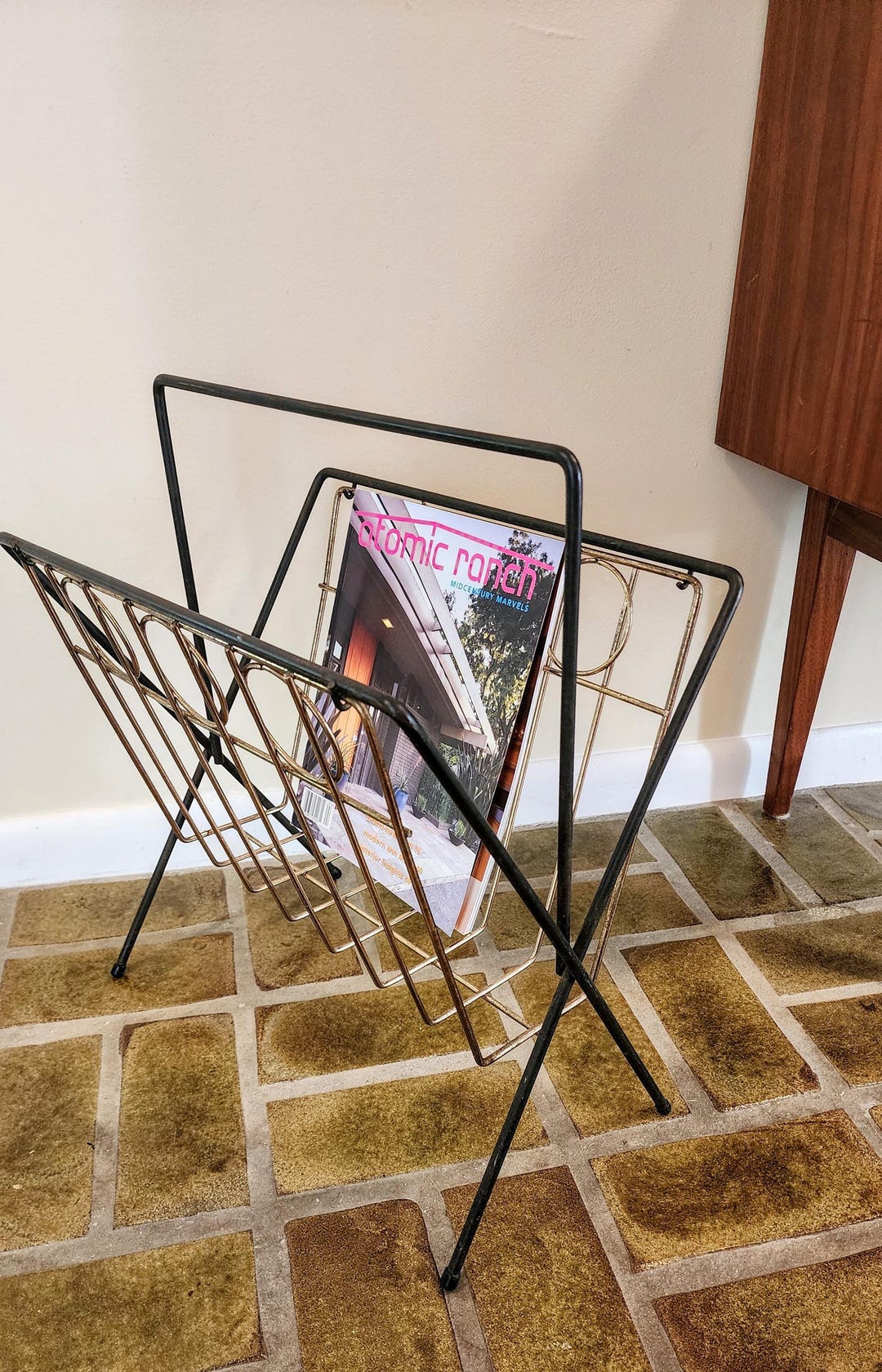 Cloths Rack Mcm Vintage MCM Metal Magazine Rack Gold and Black Mid Century Modern - Etsy