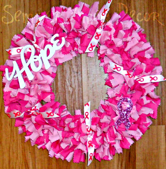 Breast Cancer Wreath Pink Ribbon Wreath Breast Cancer Etsy