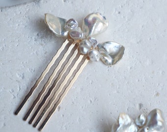 Natural Pearl Hair Comb, Freshwater Pearl Hair Comb, Baroque Pearl Hairpins, Freshwater Pearl Hair Pins,  Pearl Hair Comb Wedding, Pearl Pin